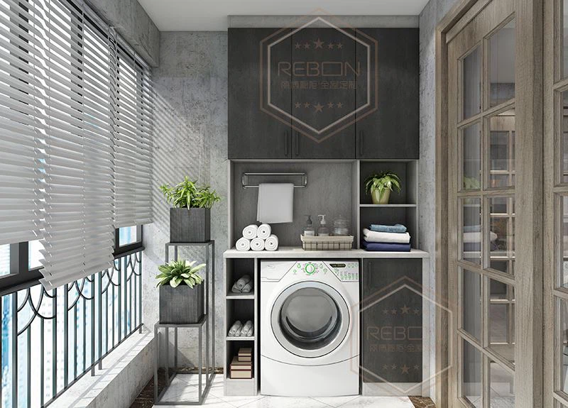 balcony laundry room cabinet design