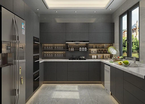 Modern melamine Kitchen CabinetHM1804 Modern melamine Kitchen CabinetHM1804